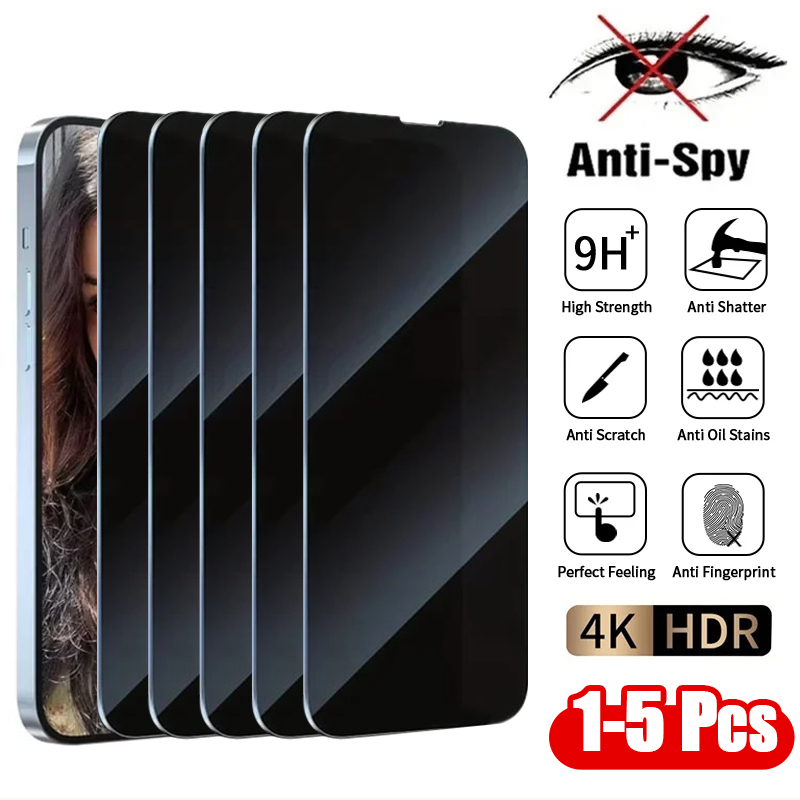 Privacy Screen Filter - 1-5Pcs Anti Spy Tempered Glass For