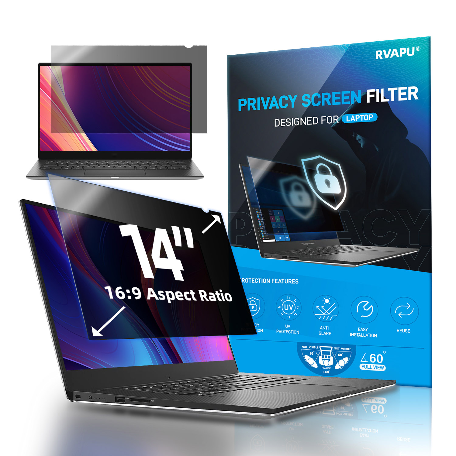 Privacy Screen Filter - For Laptop 14 inch Privacy Anti-peep/spy