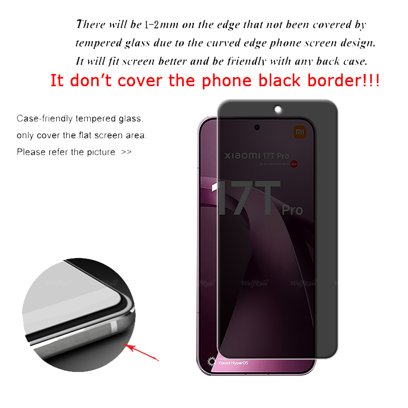4/3/2/1Pcs For Xiaomi 17T Pro  - Privacy Screen Filter review and price